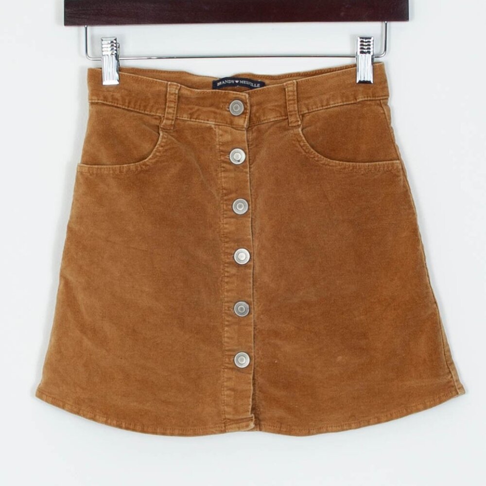 Brandy Melville Tan Suede A-Line Mini Skirt Womens Size Small